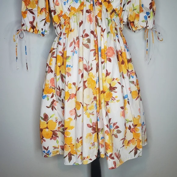 NWT Abercrombie & Fitch Poplin Puff Sleeve Babydoll Mini Dress Size XL - Picture 5 of 14